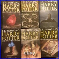 Harry Potter Hardcover UK Adult Edition Bloomsbury Full Box Set Book 1-6 RARE VG