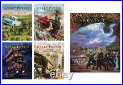 Harry Potter Illustrated Editions 1-5 Books Collection Set By Rowling 2022 NEW