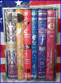 NEW Children 6 Book Box Set Bonded Leather Hardcover Peter Pan Alice Grimm Myths