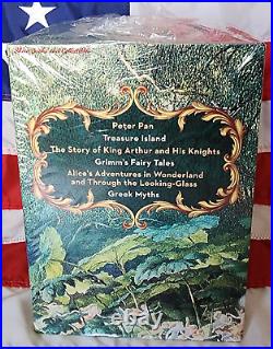NEW Children 6 Book Box Set Bonded Leather Hardcover Peter Pan Alice Grimm Myths