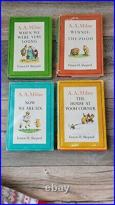 POOH'S LIBRARY Box Set Lot 4 Vintage 1961 HC/DJ A. A. Milne Winnie the Pooh RARE