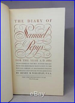 THE DIARY OF SAMUEL PEPYS Limited Editions Club 10 Vols Box Set 1942