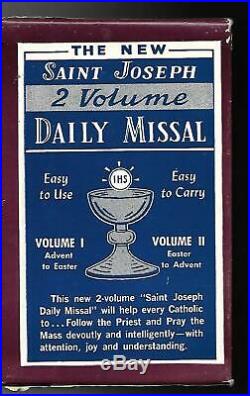 THE SAINT JOSEPH DAILY MISSAL 2 VOLUME (Box Set) LATIN / ENGLISH 1962 RARE