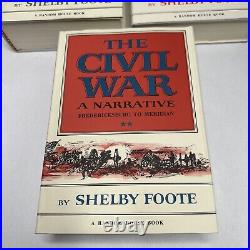 The Civil War A Narrative by Shelby Foote 3 Vol. Box Set VERY GOOD with Map