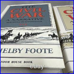 The Civil War A Narrative by Shelby Foote 3 Vol. Box Set VERY GOOD with Map